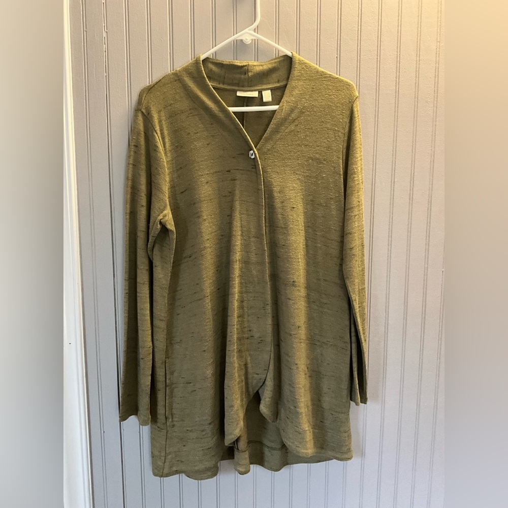Olive Green Women's Lightweight long sleeve cardigan. Very nice. Size small.
